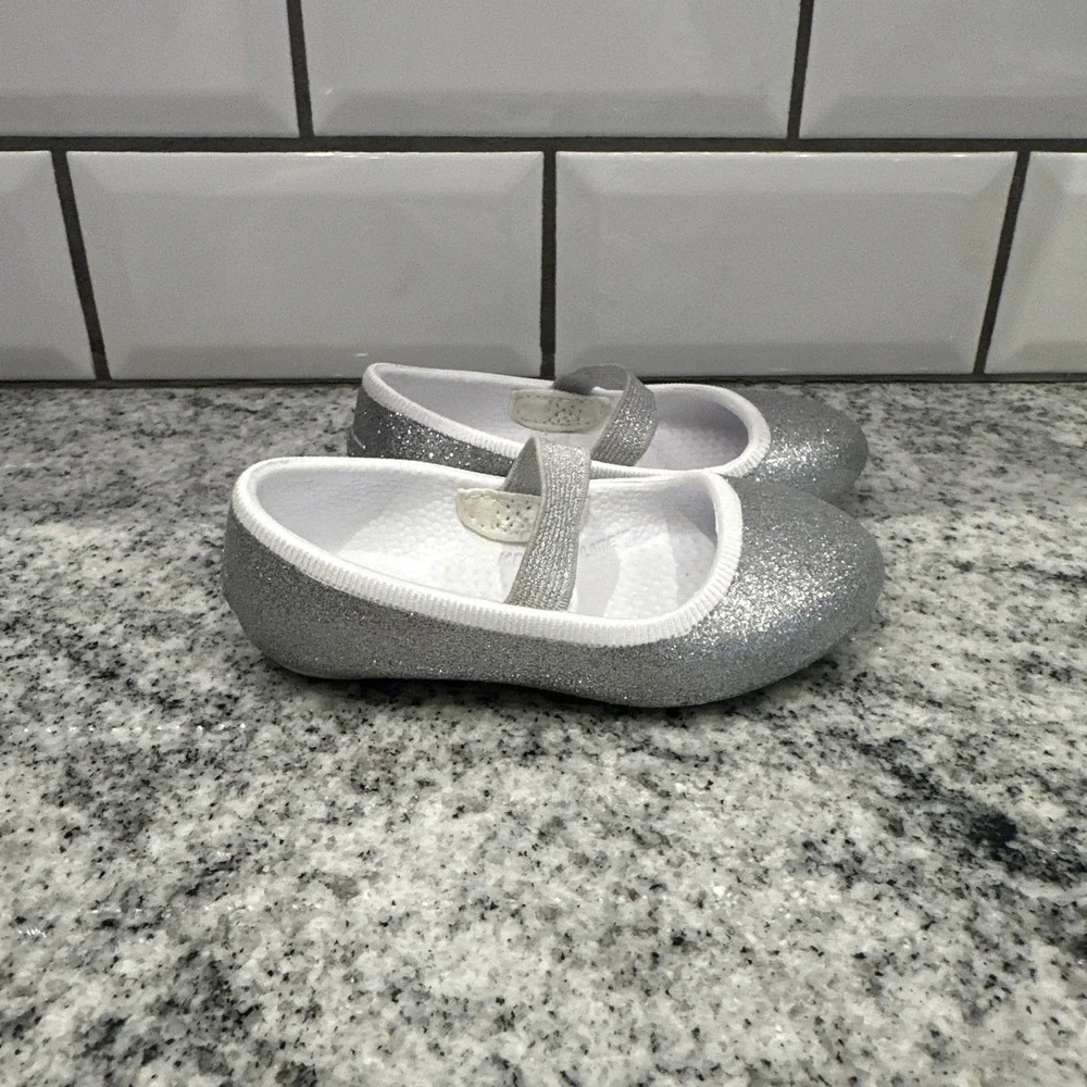 Native Shoes Margot Silver‎ Bling Baby Girl Slip On Ballet Flats Shoes C4 Light